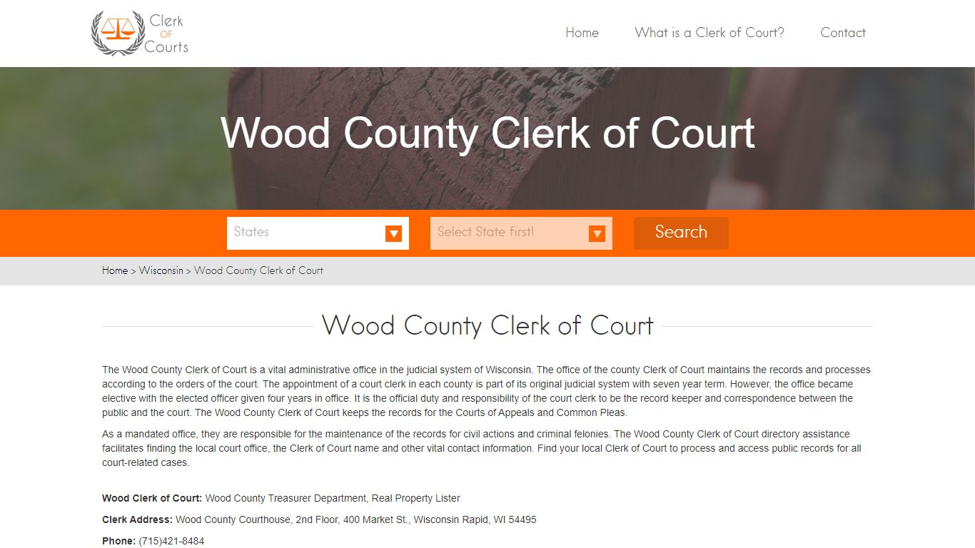 Find Your Wood County Clerk of Courts in WI - clerk-of-courts.com